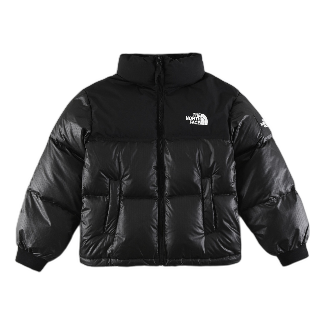 The North Face Nuptse Cropped Down Puffer Jacket in Black