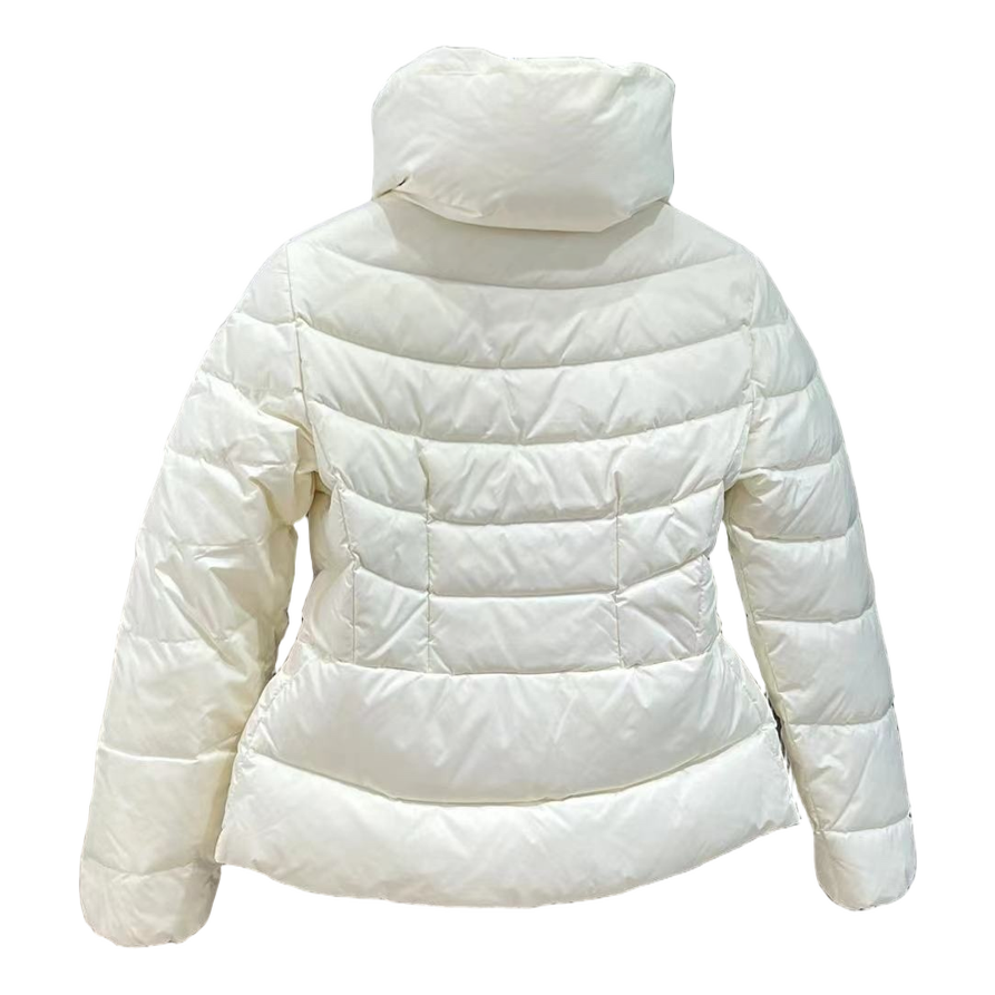 Moncler Stand-Collar Puffer Jacket with Drawstring Waist – Ivory
