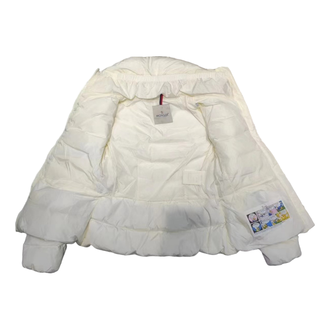 Moncler Stand-Collar Puffer Jacket with Drawstring Waist – Ivory