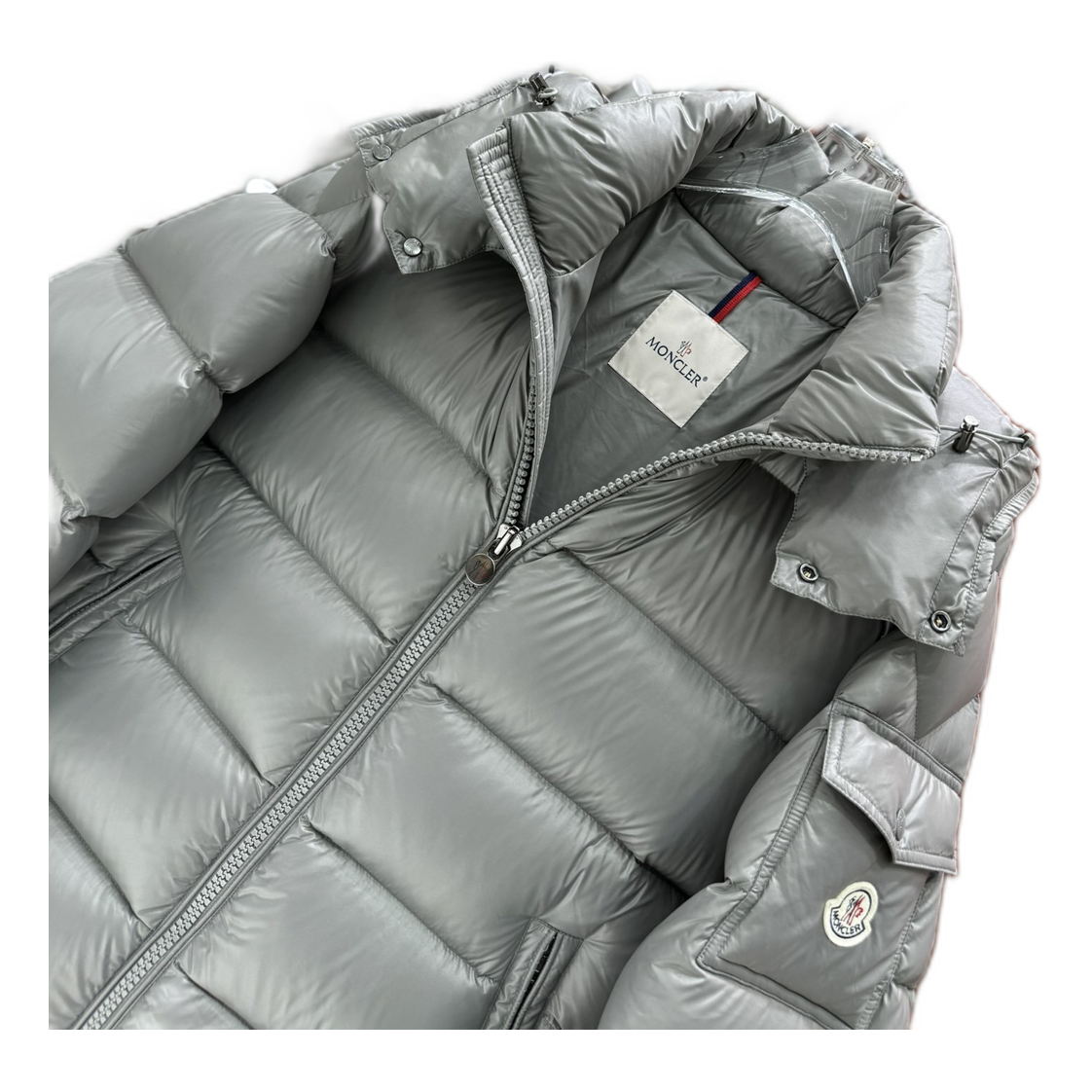 Moncler Maya Hooded Puffer Jacket in Gray