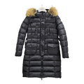 Moncler Four-Pocket Long Puffer Coat with Fur-Trim Hood – Black