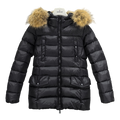 Moncler Four-Pocket Belted Puffer Jacket with Fur Trim – Black