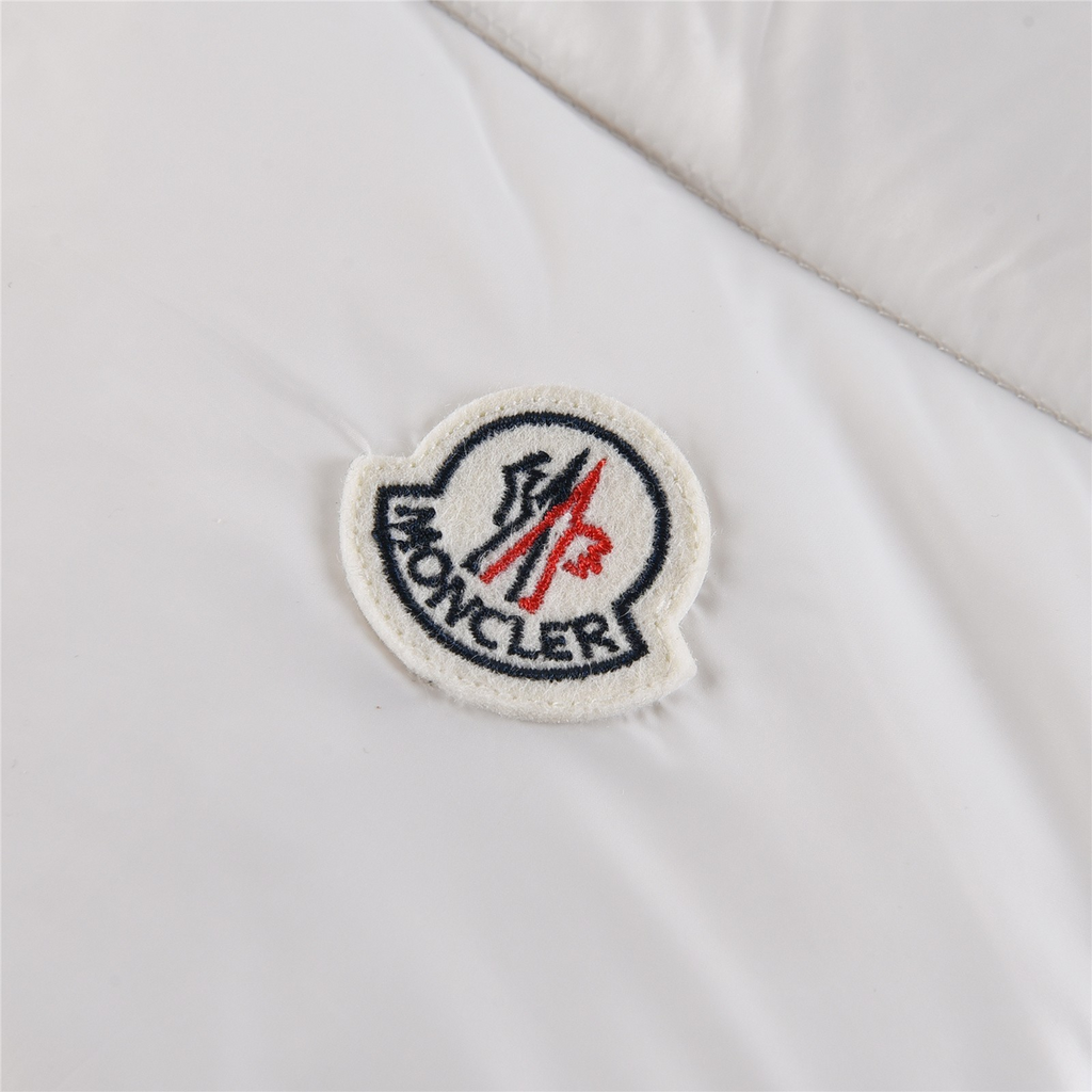 Moncler Tricolour Sleeve-Stripe Hooded Puffer Jacket - White