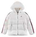 Moncler Tricolour Sleeve-Stripe Hooded Puffer Jacket - White