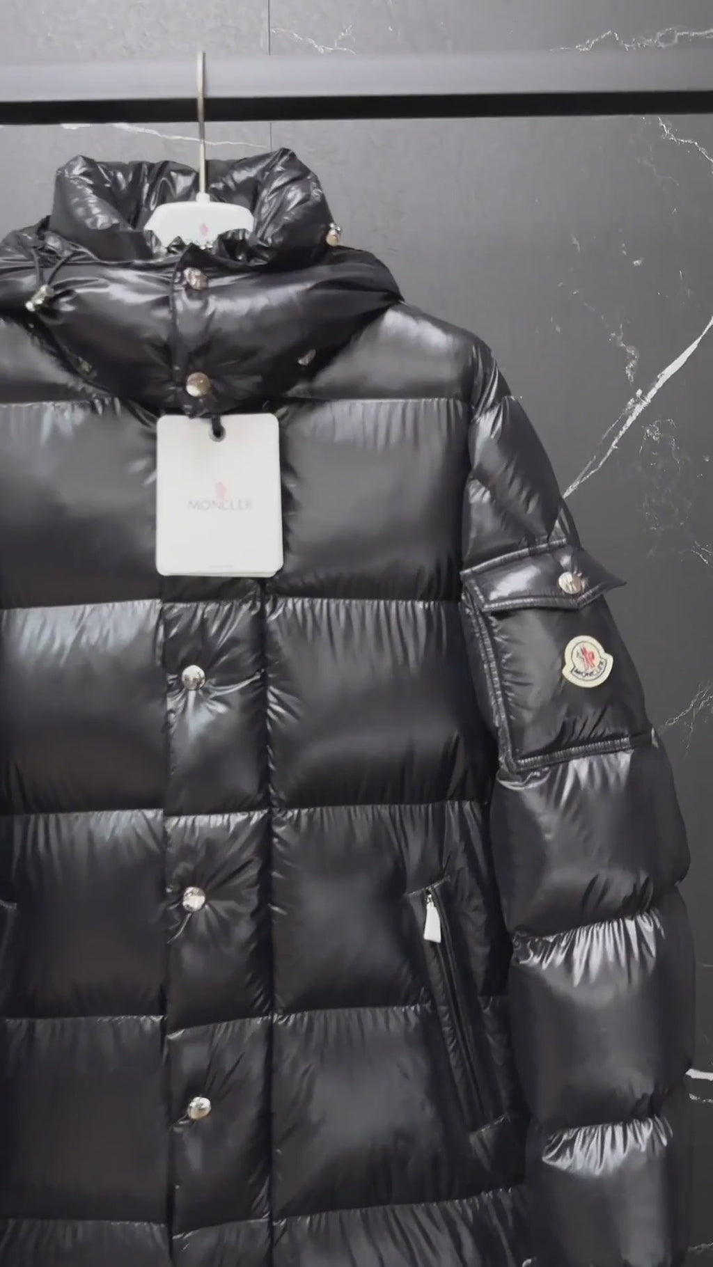Moncler Hanoverian Long Hooded Puffer Coat – Glossy Finish