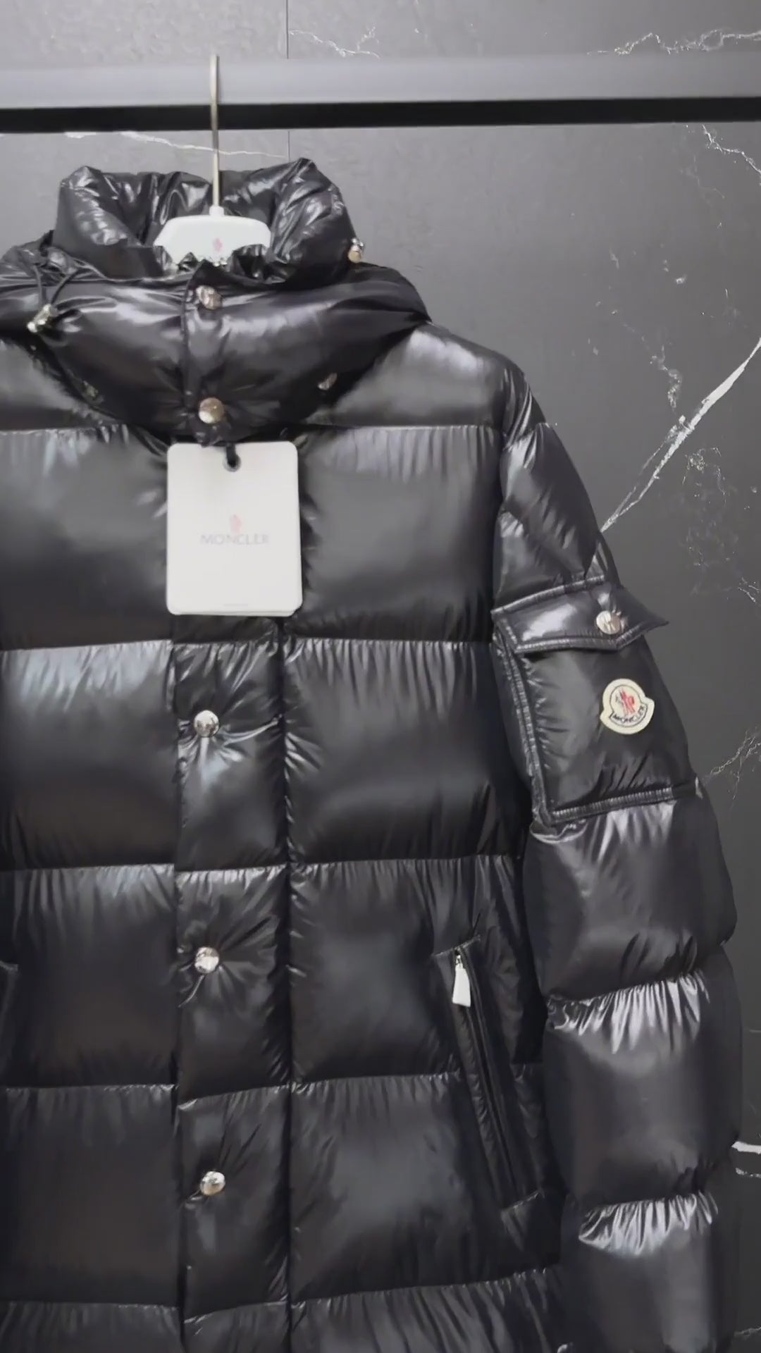 Moncler Hanoverian Long Hooded Puffer Coat – Glossy Finish