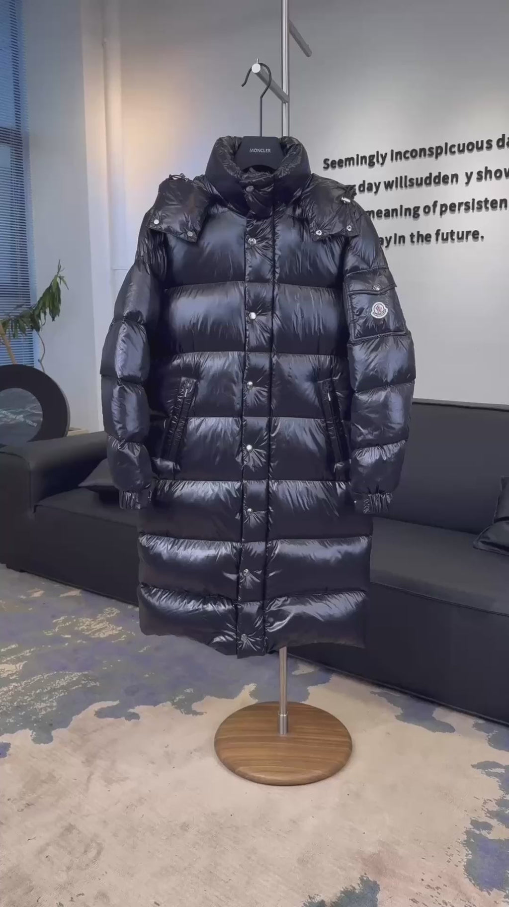 Moncler Hanoverian Long Hooded Puffer Coat – Glossy Finish