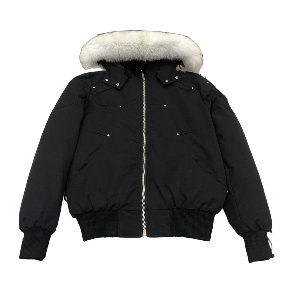 Moose Knuckles Men's Original Ballistic Shearling-Trim Bomber in Black