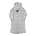 New Balance Long Hooded Puffer Coat in Off White