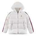 Moncler Glossy Hooded Puffer Jacket with Tricolour Sleeve Stripe