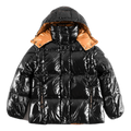 Moncler Glossy Short Puffer Jacket with Copper Lining – Black