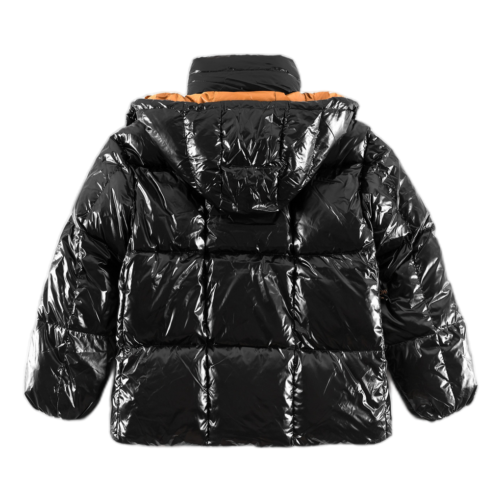 Moncler Glossy Short Puffer Jacket with Copper Lining – Black