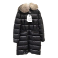 Moncler Four-Pocket Long Puffer Coat with Fur-Trim Hood – Black