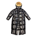 Moncler Glossy Long Puffer Coat with Gold Lining – Black