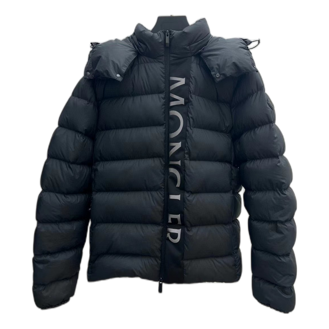 Moncler Vertical-Logo Snap-Front Puffer Jacket - Black