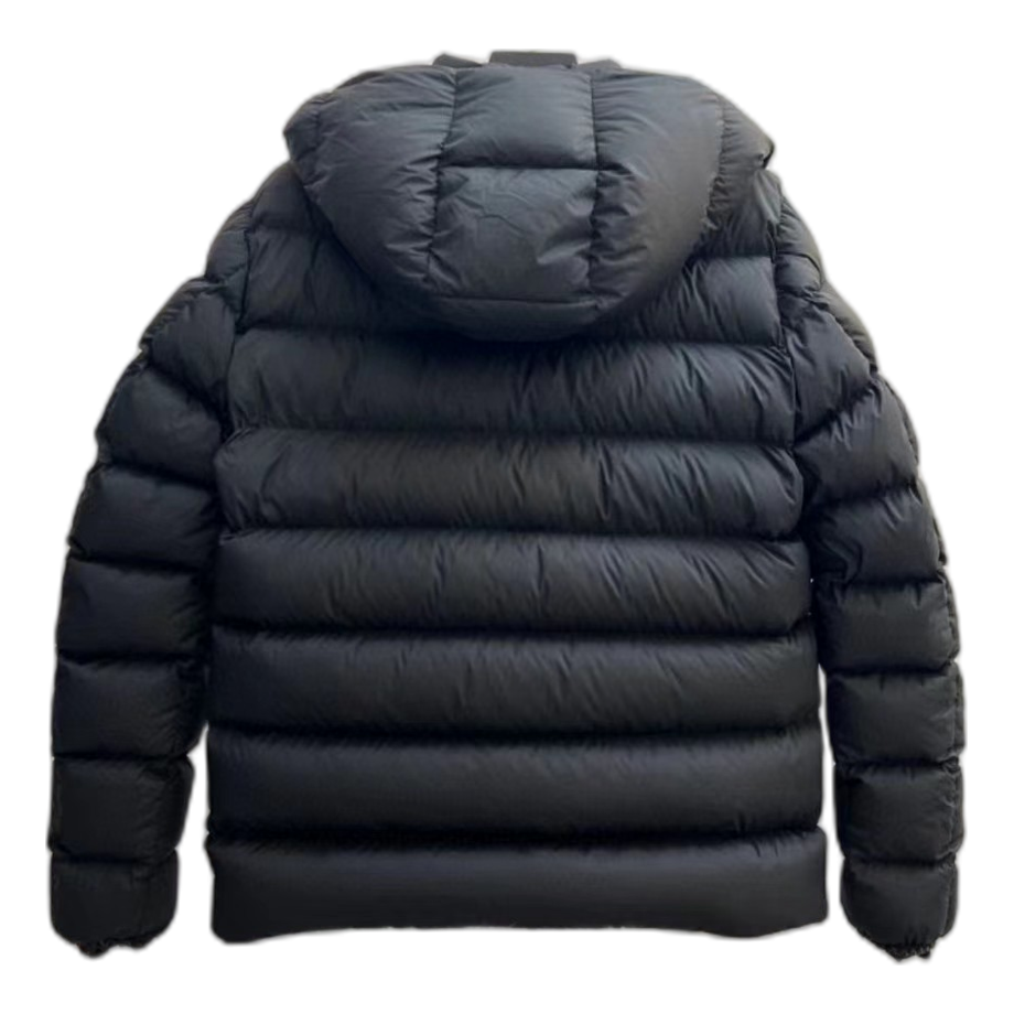 Moncler Vertical-Logo Snap-Front Puffer Jacket - Black