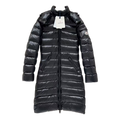 Moncler Narrow-Quilt Fur-Trim Long Puffer Coat - Black