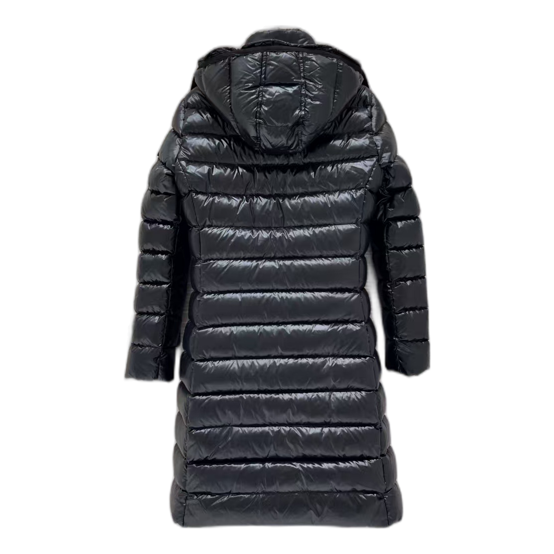 Moncler Narrow-Quilt Fur-Trim Long Puffer Coat - Black