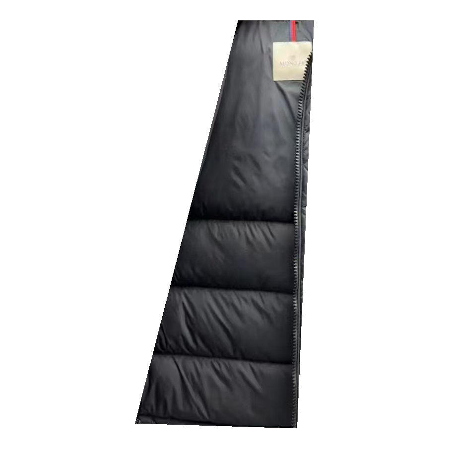 Moncler Long Puffer Jacket with Fur-Trim Hood – Black