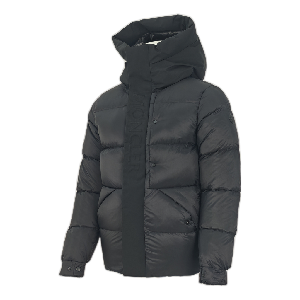 Moncler Tonal-Logo High-Collar Puffer Jacket - Black