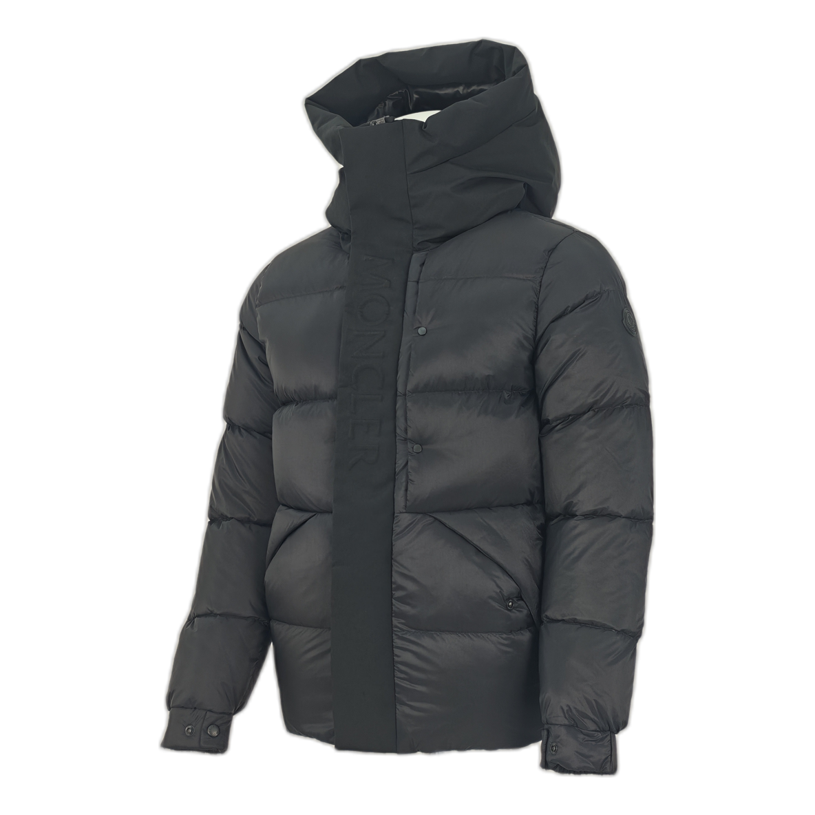 Moncler Tonal-Logo High-Collar Puffer Jacket - Black