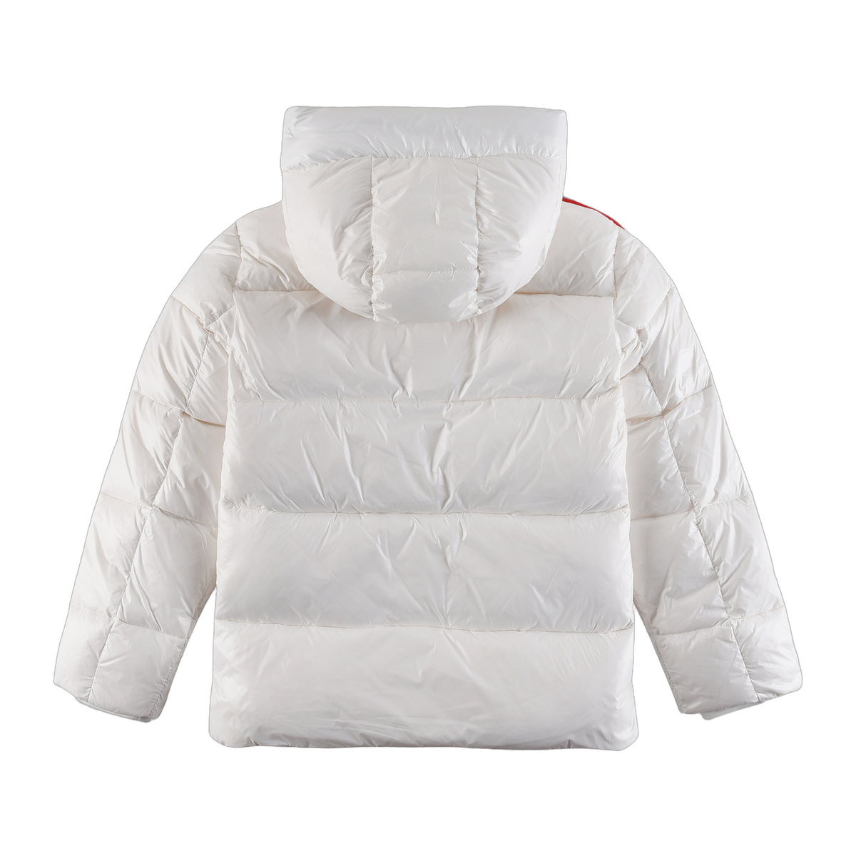 Moncler Tricolour Sleeve-Stripe Hooded Puffer Jacket - White