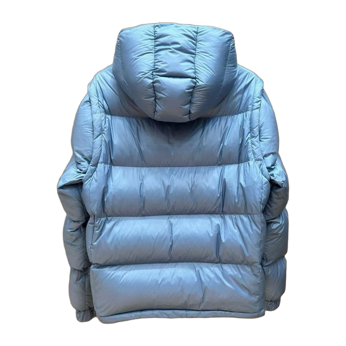Moncler Orange-Badge Hooded Puffer Jacket - Ice Blue