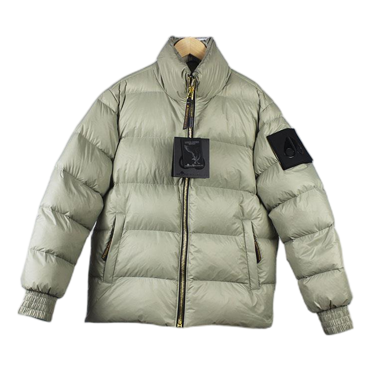 Moose Knuckles Stand-Collar Down Puffer Jacket in Sage Grey