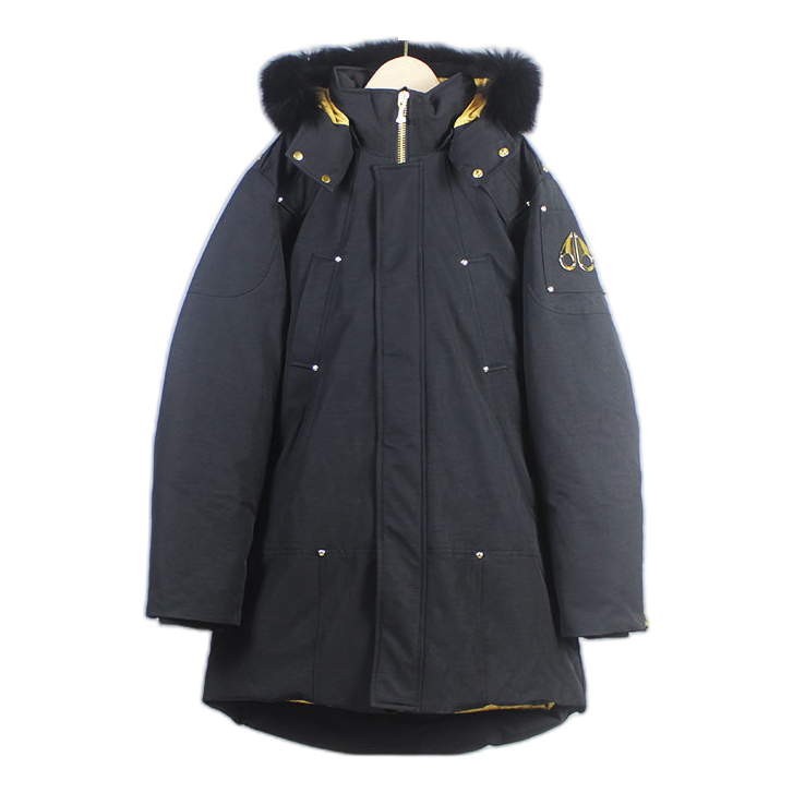 Moose Knuckles Stag Lake Down Parka in Black with Gold Hardware