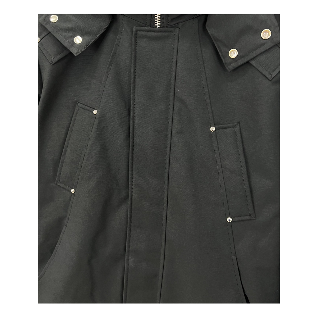 Moose Knuckles Curved-Hem Fur-Trim Hooded Parka - Black
