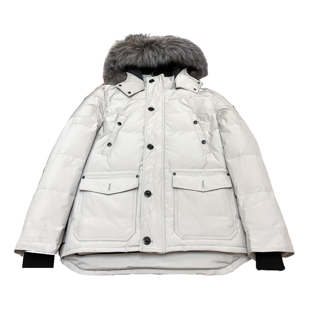Moose Knuckles Fur-Trim Hooded Puffer Jacket with Four Pockets