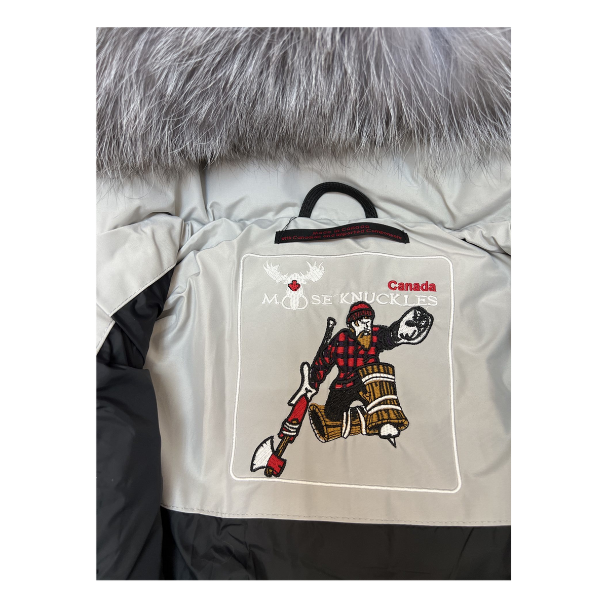 Moose Knuckles Fur-Trim Hooded Puffer Jacket with Four Pockets