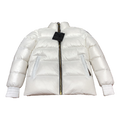 Moose Knuckles Logo-Zip Quilted Puffer Bomber Jacket - Off White