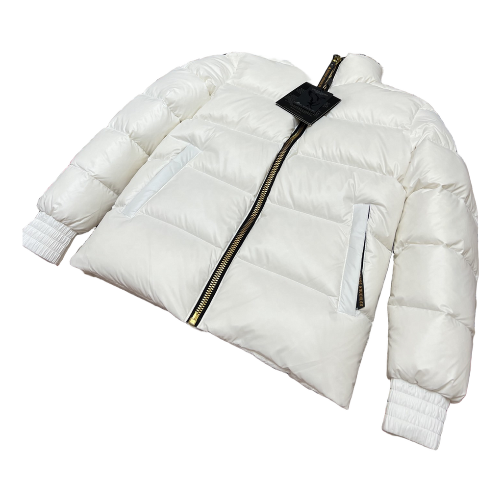 Moose Knuckles Logo-Zip Quilted Puffer Bomber Jacket - Off White