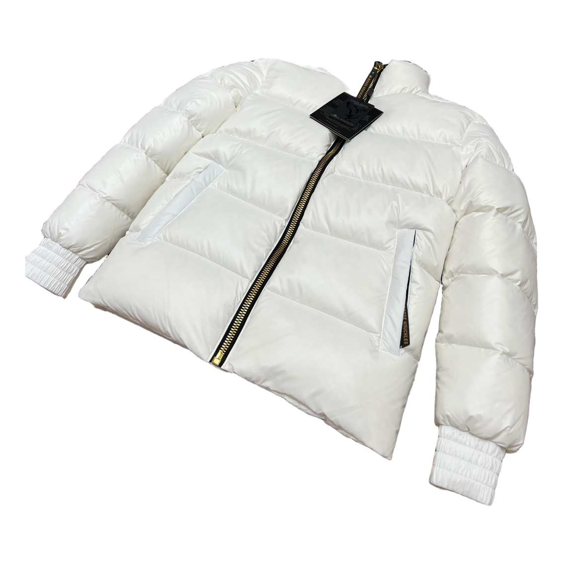Moose Knuckles Logo-Zip Quilted Puffer Bomber Jacket - Off White