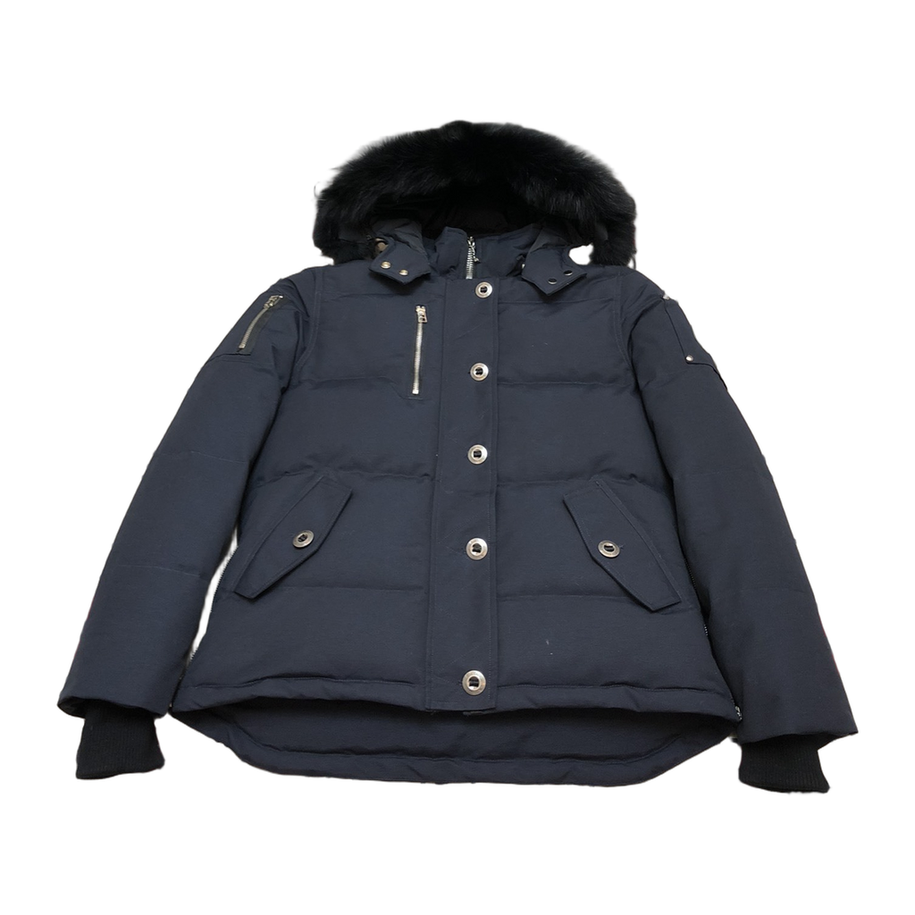 Moose Knuckles Women's Original 3Q Shearling-Trim Jacket in Navy