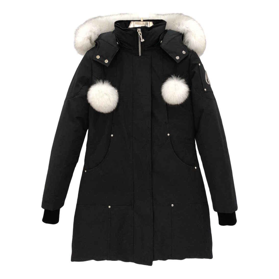 Moose Knuckles Stirling Hooded Down Parka with White Trim