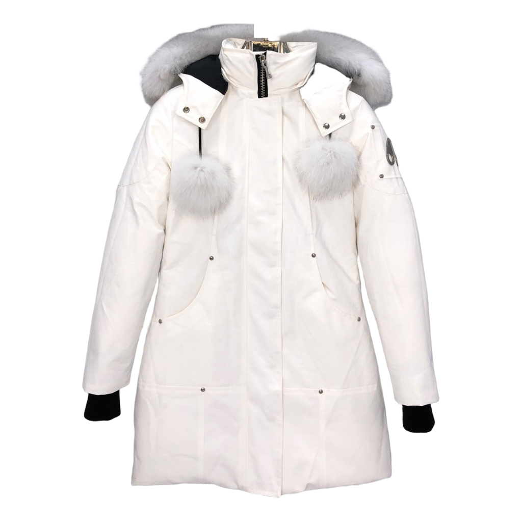Moose Knuckles Stirling Hooded Down Parka with White Trim