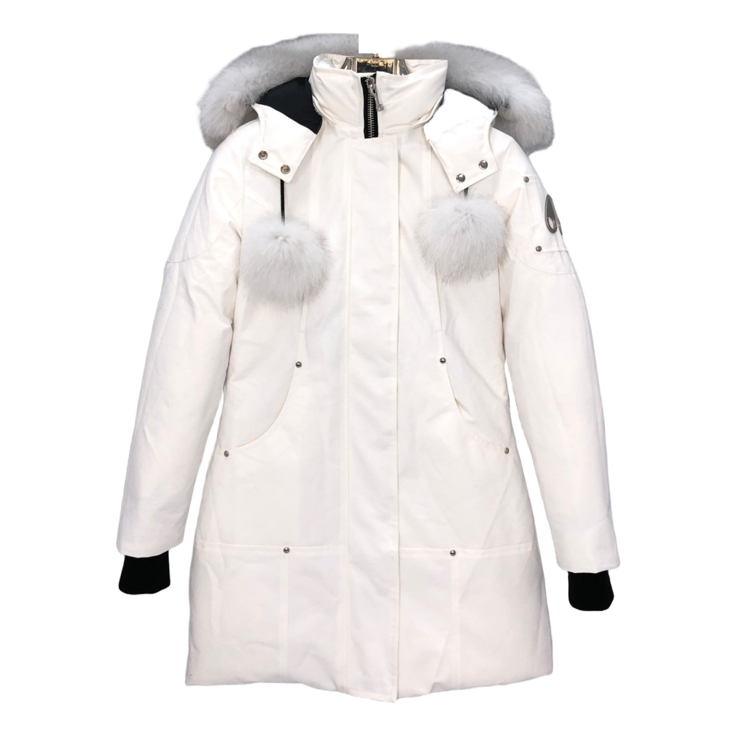 Moose Knuckles Stirling Hooded Down Parka with White Trim
