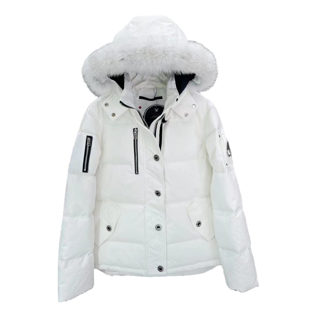 Moose Knuckles Fur-Trim Hooded Puffer Jacket with Chest-Zip Pocket