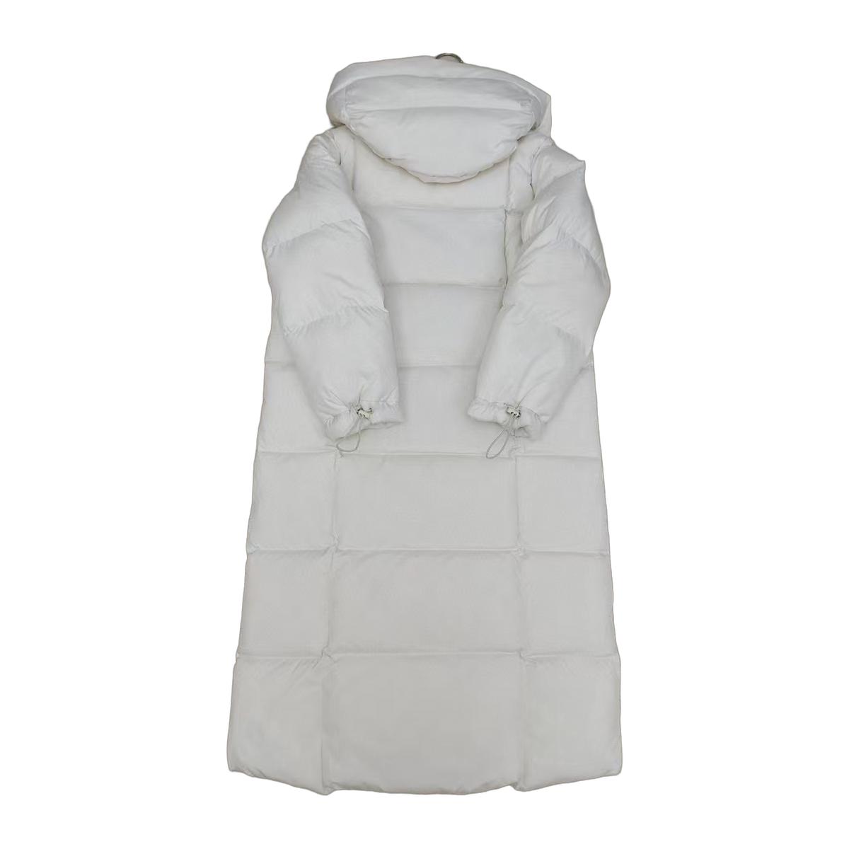 New Balance Long Hooded Puffer Coat in Off White
