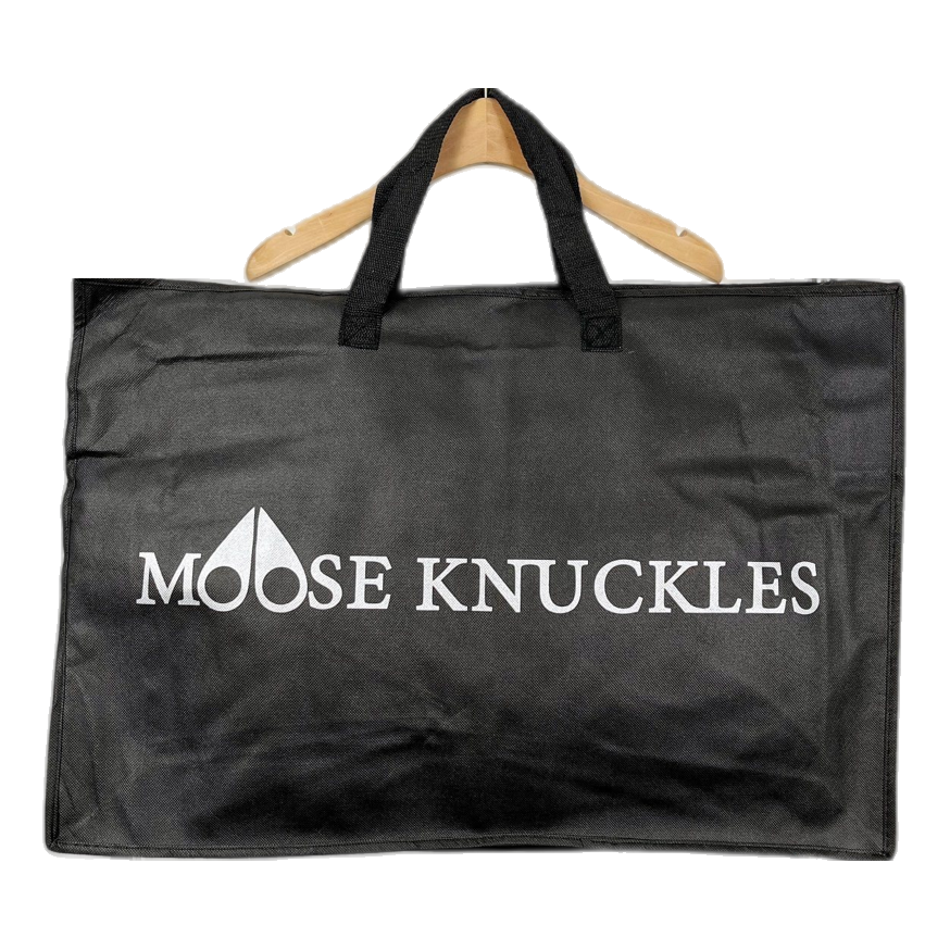 Moose Knuckles Stirling Pom-Pom Hooded Down Parka in Navy