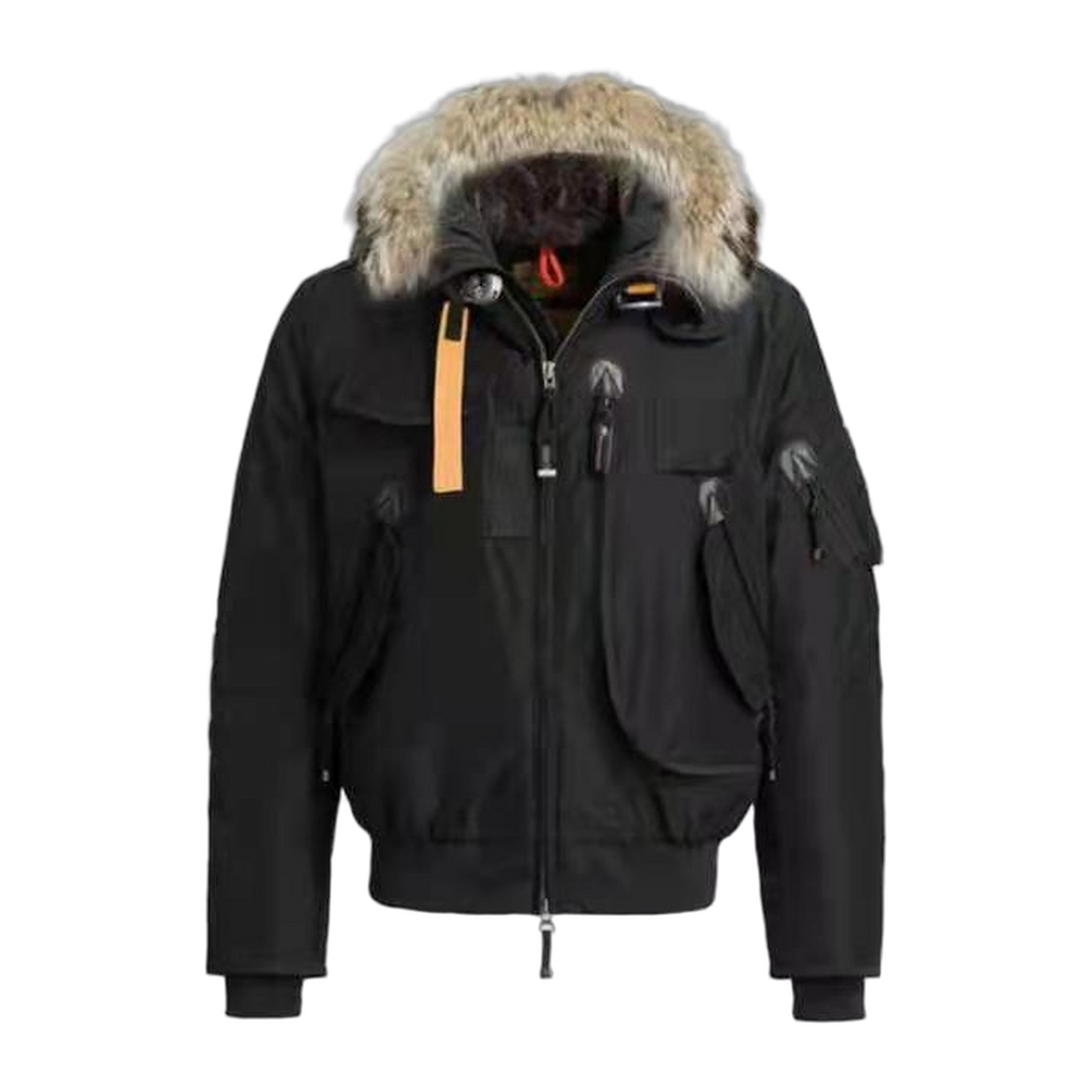 Parajumpers Gobi Hooded Down Bomber Jacket with Fur Trim