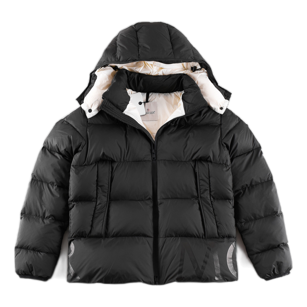 Moncler Logo-Hood Puffer Jacket with Contrast Lining – Black