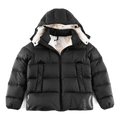 Moncler Logo-Hood Puffer Jacket with Contrast Lining – Black