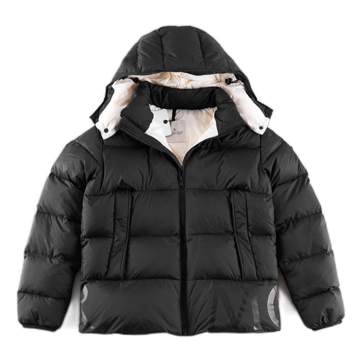 Moncler Logo-Hood Puffer Jacket with Contrast Lining – Black