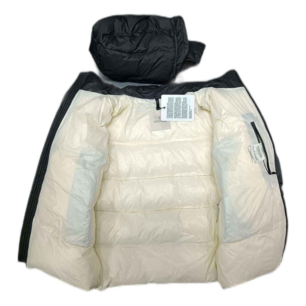 Moncler Logo-Hood Puffer Jacket with Contrast Lining – Black