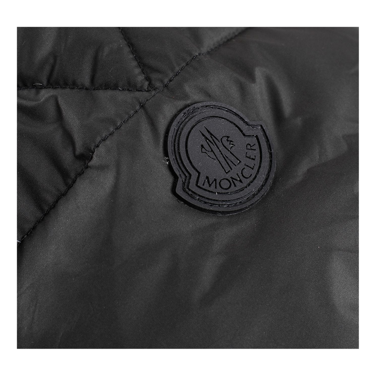 Moncler Logo-Hood Puffer Jacket with Contrast Lining – Black