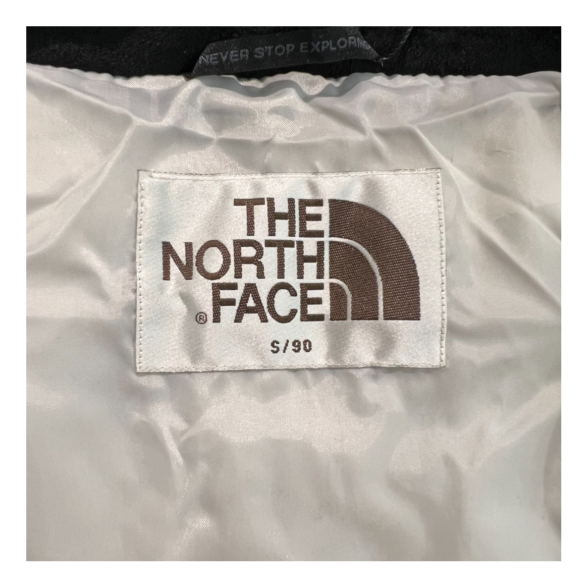 The North Face Color-Block Long Hooded Puffer Coat in Grey