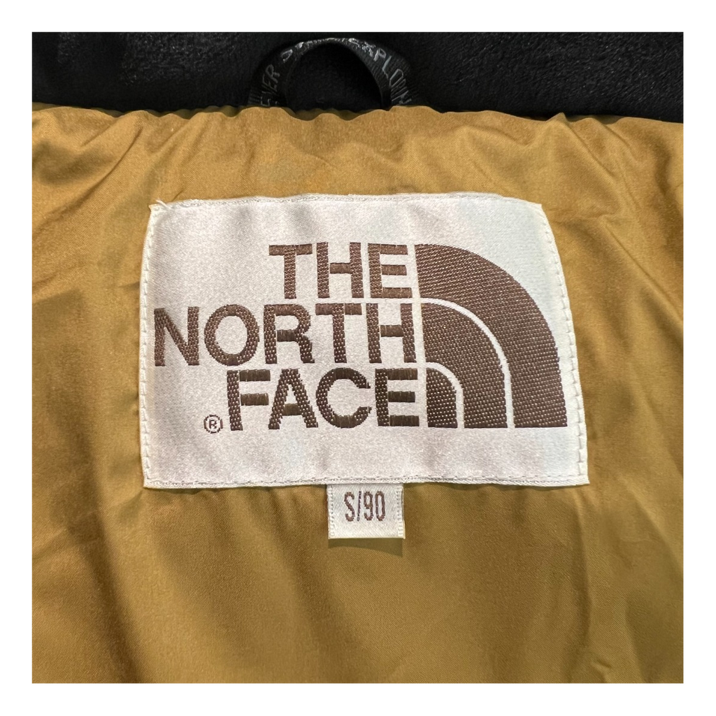The North Face Color-Block Long Hooded Puffer Coat in Tan